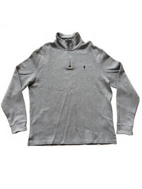 Polo Ralph Lauren 1/4 Zip Sweater Mock Neck Knit Pony Gray Men's Size Large